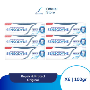 Sensodyne Toothpaste Pasta Gigi Sensitif Repair & Protect Memperbaiki Secara Menyeluruh Original Redakan Ngilu 6x100gr [6 PCS]