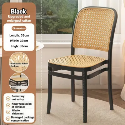 Nordic Rattan PP Chair Modern Backrest Dining Chair Home Furniture Cozy Rattan Chair
