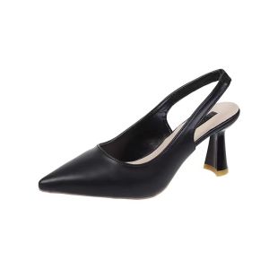 【JESSICASTORE】Korean Fashion Heel Leather Pointed Sandals For Women For Office#001