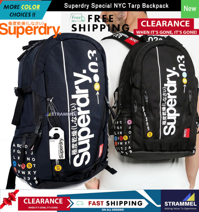 [100 Authentic] Superdry Special NYC Tarp Backpack In Black 21 Litres