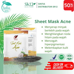 SR12 Sheet Mask Acne Masker Wajah Jerawat Serta Komedo dan Pori Melembabkan Kulit Isi x5 10ml