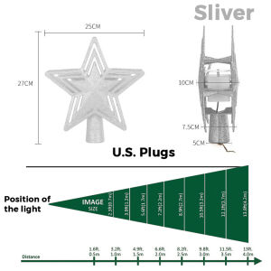 NUVOX Christmas Star Tree Topper with Built-in Led Snowflake Projector Lights Hollowed Pentagram Tree TopperPlug in Christmas Tree Ornament for Indoor Office Xmas New Year Holiday Tree Decoration