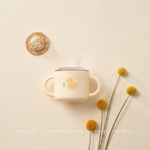 CỐC TẬP UỐNG SILICON CHỐNG TRÀN CÓ TAY CẦM CHO BÉ DONODONO HÀN QUỐC