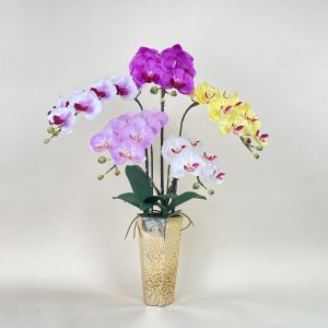 แจกันกล้วยไม้ประดิษฐ์ กล้วยไม้ 5สี ดอกไม้ตกแต่งบ้าน