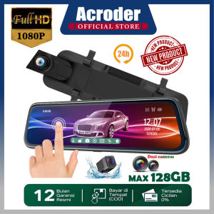 Acroder Dashcam Mobil full hd 1080P HD 10 Inch Layar Sentuh IPS Dual Lens Perekaman Loop 24 jam