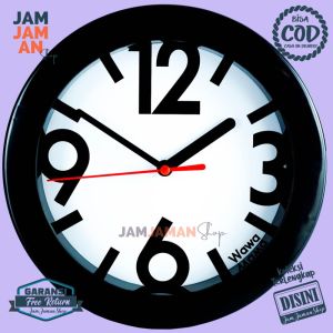 Jam Dinding Quartz Hiasan Rumah Minimalis BestSeller Wawa WW1188 Murah Hitam Modern