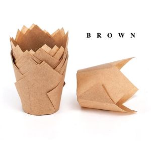 50pcs Oilproof Tulip Muffin Cupcake Cups Liners Baking Paper Cups Cupcakes Liner Baking Tools Case For Wedding Party Birthday