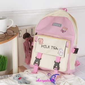 KNUCKLE - Tas Ransel sekolah Wanita Lucu Milk Tea