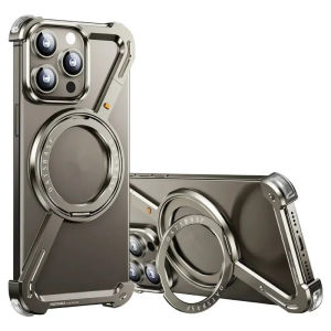 [Jlk] Ốp lưng đứng kim loại có nam châm khung lắp ráp Z cho iPhone 16 Pro Max 15 14 13 Promax S24 Ultra Ốp máy trần Tương thích với các dòng iPhone MagSafe Case