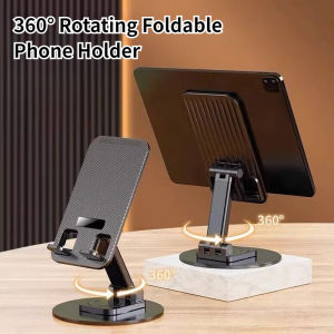 Metal 360° Rotating Desktop Phone Holder Adjustable Height Foldable Portable Universal Stand