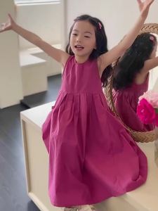 Pakaian Puteri Tanpa Lengan a Barat Budak Perempuan Pakaian Kanak-kanak 2024 Rok Rompi Besar untuk Kanak-Kanak Musim Panas