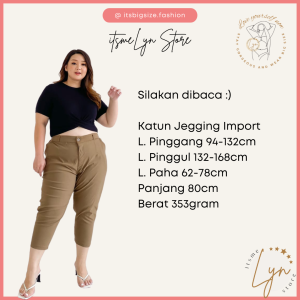 BIG SIZE SKINNY PANTS CELANA 7/8 PENSIL WANITA CURVY UKURAN JUMBO UKURAN BESAR PLUS SIZE XL XXL XXXL 3XL 5L 8L LP 130 BAHAN KATUN JEGGING STRETCH PINGGANG KARET KOREAN STYLE FASHION TER SALE DISKON