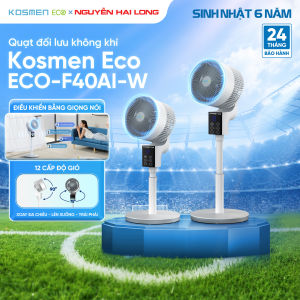 Quạt Điện (Quạt Đứng) Kosmen Eco Model ECO-F40AI-W Màu Trắng Quạt Thông Minh 12 Cấp Độ Gió Riêng Biệt - Bảo Hành 12 Tháng