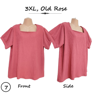 iChubby Plus Size (3XL) Square Neck Puff Short Sleeve Bark Crepe Fabric Blouse for Women  Plain Color | Office Blouse