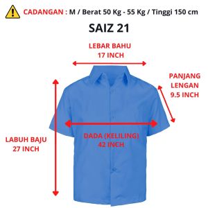 FH041 - KEMEJA PENGAWAS LENGAN PENDEK BIRU COTTON