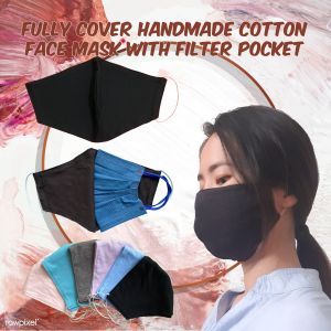 (Fully Cover) ADULT MASK V shape Mask Washable Handmade Cotton Face Mask with filter pocket Fashion Mask Cloth Face Mask Topeng Muka Kain Dewasa V脸 加长双层布口罩 可水洗布口罩 纯棉布口罩 可更换滤网