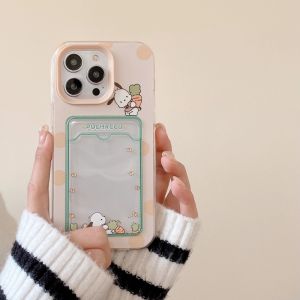 CrashStar 3 In 1 Cartoon Anti-fall Phone Case With Card Slot For iPhone 16 15 14 13 12 11 Pro Max XS XR X 8 7 Plus + SE 2020 Silicone Phone Casing Cute Phone Cover Shell Hot Sale