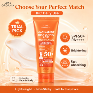 LUXE ORGANIX Lotion Retinol + Gluta Whitening Serum Lotion Spf 50 Pa++++ - Lightens Skin Tone 350ml