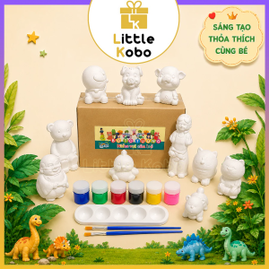 [3D 9cm] Tô Tượng Thạch Cao Cho Bé Đầy Đủ Màu Cọ Khay Bộ Tượng Tô Màu Đồ Chơi Trẻ Em Giải Trí