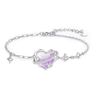 CTS S925 Silver Jewelry Set Secret Words Luminous Enamel Heart Planet Necklace Bracelet Ramadan Gifts CHOW TAI SENG 周大生 S0N300568WH S0WA00052WH