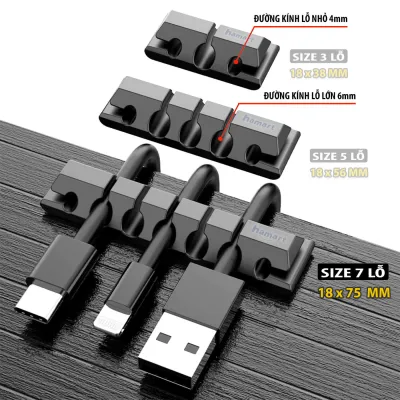 Kẹp Giữ Dây Sạc Silicone Cố Định Chống Rối Dây Cáp Hamart Keo Acrylic Siêu Dính Tường Tiện lợi