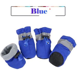 Pet Cat Dog 4Pcs Set Waterproof Boots Four Seasons Breathable Soft Bottom Non-slip Waterproof Shoes-Bule