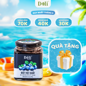 Mứt việt quất Déli - 350ml - thịt quả tự nhiên chuyên dùng pha chế trà trái cây sinh tố