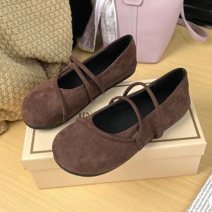Free Shipping 2026 Spring New Retro Round-Toe Versatile Full-Coverage WomenS Flat Shoes With Soft Soles Ballet-Style Granny Shoes
