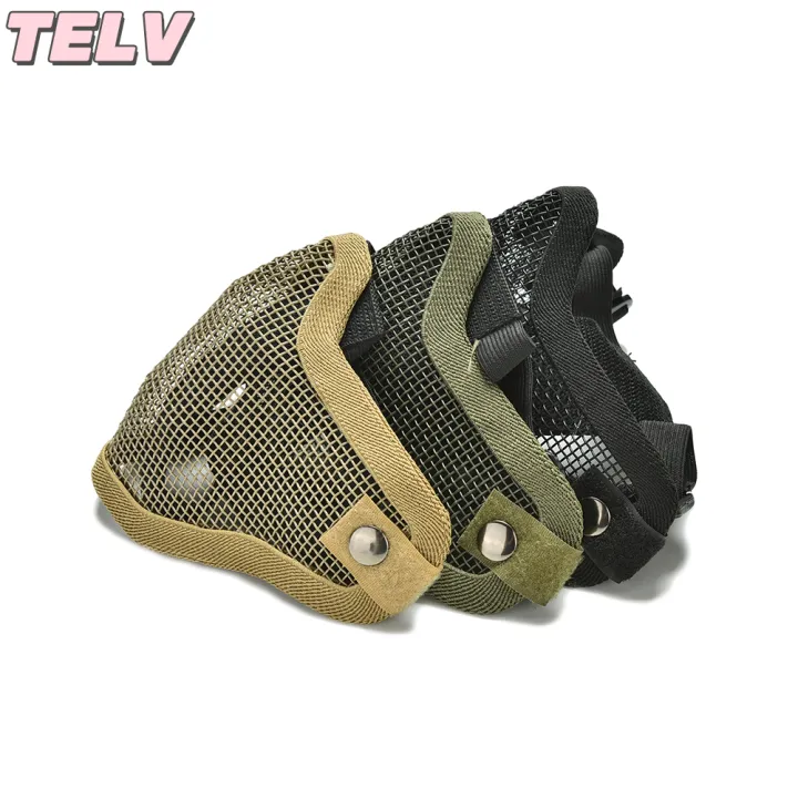 thumbnail image 2 of UK Arms Airsoft Metal Mesh Half Face Mask W/ Ear Pro - BLACK/SKULL 2 of 13