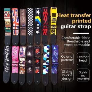 [COD] dfgje Embroidered Guitar Strap Electric Guitar Shoulder Strap 36 Inch Folk Guitar Bag Strap Heat Transfer Printed Piano Strap