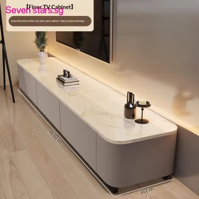 Space-Saving Corner TV Console Solid Rubberwood with Sintered Stone Countertop Italian Modern Design Fully Assembled Living Room Cabinet for Small Space