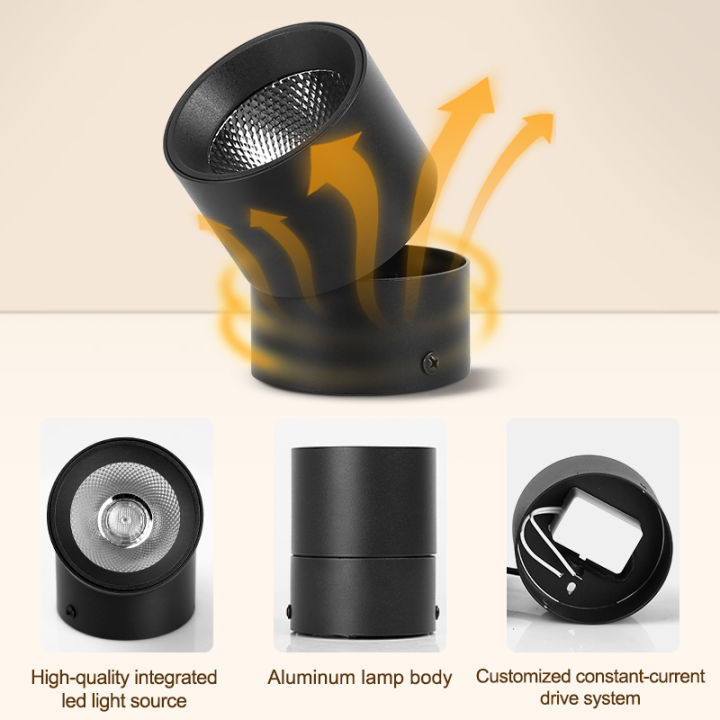 Three Colors Led Downlights Ceiling Lights Surface Mounted Aluminum Pin ...