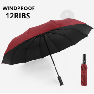 JK Fully Automatic Umbrella 12 Bone Enlargement Umbrella Folding Three Fold Umbrella Anti UV Umbrella