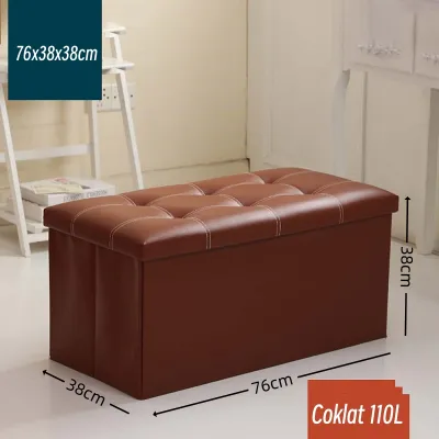 LL Leather Kotak Sofa Storage Box Penyimpanan Kursi Penyimpanan Barang Bangku Serbaguna Kotak penyimpanan