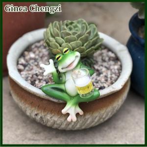 Ginca Ếch bức tượng nhà máy móc áo trang trí cho chậu thu nhỏ ếch tượng phụ nữ ngoài trời Quà Tặng ếch trang trí sân vườn trồng nồi hugger