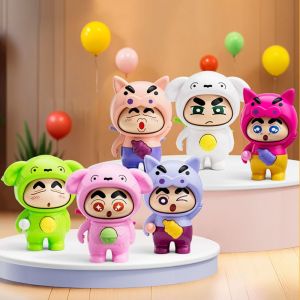 DRESSPLUS With Keychain Crayon Shin-chan Face Changing Doll Plastics Chinese Style Shin-chan Face Makeup Toy Model Doll DIY Crafts Face Changing Toy Friends Birthday Gifts