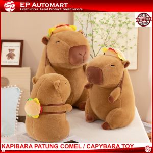 Capybara Mainan mewah Pasangan Kanak Plush Doll Kawaii Capybara With Burger Stuffed Toy Stuffed Animals Kids 水豚玩偶