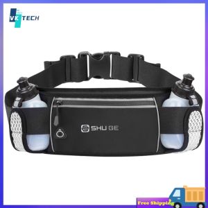 [ VKTECH ] Sports Waist Belt with Water Bottles for Running and Walking Adjustable Fanny Pack for Outdoor Exercise