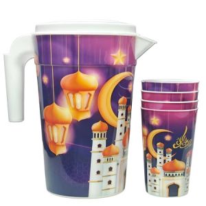 Teko Set Gelas isi 4 Food Grade Tema Muslim -ZS