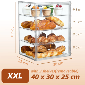 Kotak kek Cake Box Transparent Bread Box Acrylic Display Box Kitchen Cabinet  4-Layer Rack DIY Storage Organizer Bagel Sandwich Cupcake Kuih Donuts Tiramisu