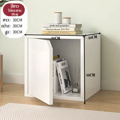 MOYU DIYตู้เก็บของเดสก์ท็อป ชั้นวางหนังสือในห้องนั่งเล่น ห้องนอน พร้อมประตูตู้ ชั้นวางหนังสือขนาดเล็ก ตู้เก็บของเตี้ยแบบกริดDIY