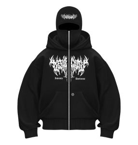 Do The Flow HOODIE BALACLAVA METAL ZIPPER JAKET BOXY HITAM