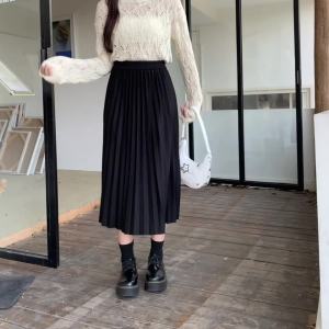 Ammin Váy Dọc Phong cách thời trang thanh lịch cho nữ phiên bản Hàn Quốc váy xếp ly cạp cao co giãn 2024 Xuân/hè