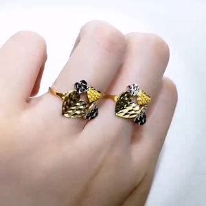 Cincin Love 2 Tone Emas 916 Saiz 13.5 15 16.5 19 Yon Hing