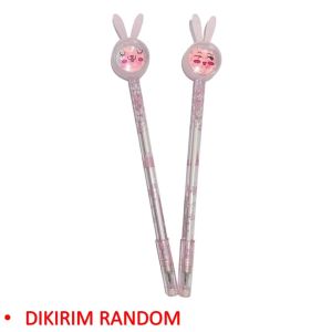 Pena Karakter Payet Gliter Bunny Lucu Black Ink Gel Alat Tulis Karakter Kupu-Kupu Perlengkapan Sekolah Kantor Murah PST
