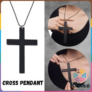 Klimo Black Wooden Cross Necklace Long T-shirt Chain Accessories Necklace Clavicle Chain Choker Jewelry