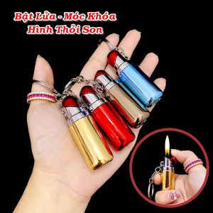 HCM Bật Lửa Xài Gas Móc Khóa Hình Thỏi Son Nhiều Màu