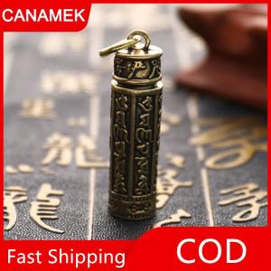 【CANAMEK】 Brass xi lanh Mặt dây chuyền Keychain treo đồ trang sức Pill Box Y container