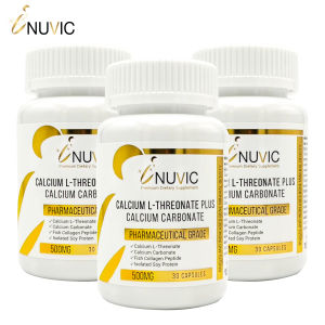 แคลเซียม แอลทรีโอเนต x 3 ขวด แคลเซียม คาร์บอเนต คอลลาเจน เปปไทด์ ซอยโปรตีน อินูวิค แอล-ทรีโอเนต Inuvic Calcium L-Threonat Calcium Carbonate Collagen Peptide