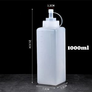 Large Capacity Plastic Squeeze Bottle Jam Syrup Oil Pot Storage Bottle Food Grade Salad Dressing Bottle Kitchen Supply
